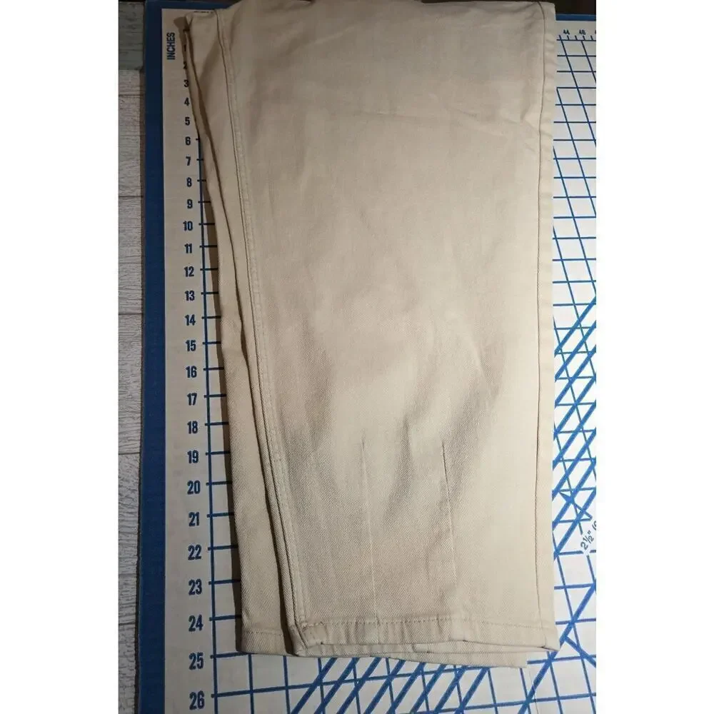 Ophelia Roe Plus Size 3X Capris Cropped Cream Denim Pants Flat Front 46